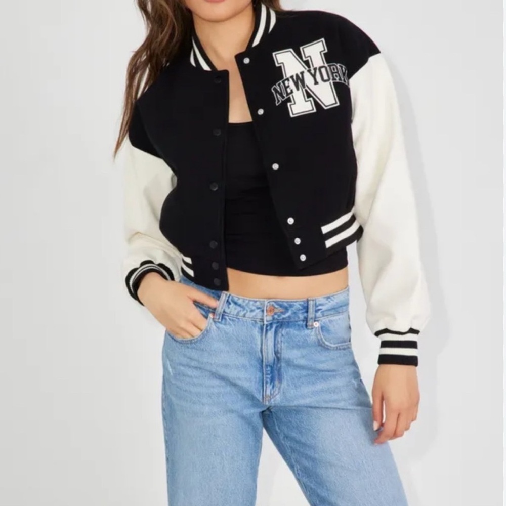 Garage Black and Cream Varsity Jacket